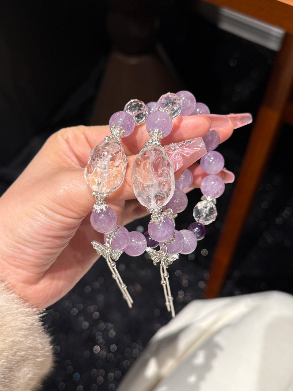 Lucky Fox Amethyst & Clear Quartz Bracelet