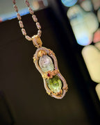 Rare Watermelon Tourmaline Vajra Pendant in 18K Gold