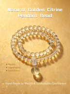 Natural Citrine Triple Layer Bracelet with Citrine Bead Pendant – Luxury Crystal Bracelet for Wealth, Confidence & Positive Energy