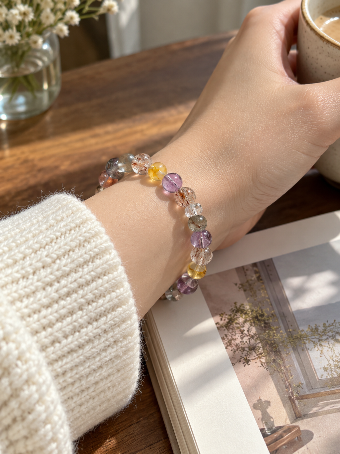 Natural Amethyst & Green Phantom Multi-Gemstone Bracelet