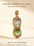 Rare Watermelon Tourmaline
Natural Bi-Color Crystal
18K Gold Craftsmanship
Vajra-Inspired Symbolism