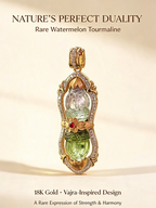 Rare Watermelon Tourmaline
Natural Bi-Color Crystal
18K Gold Craftsmanship
Vajra-Inspired Symbolism