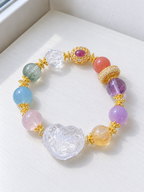 Natural Aquamarine, Nanhong Agate, Green Phantom Quartz, Amethyst bracelet