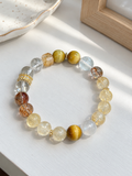 Natural Golden Tiger's Eye, Lemon Azeztulite (trade name) bracelet with 8mm beads