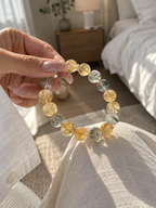Additional view of natural Green Phantom Quartz, Pyramid Citrine bracelet with 11mm beads with gemstone details