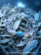 The Ocean Within | Bubble Clear Quartz & Larimar Bracelet
