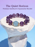 Amethyst and aquamarine crystal bracelet called The Quiet Horizon for career clarity and focus