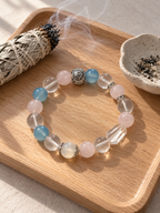 Sagittarius zodiac crystal bracelet displayed in a minimalist crystal cleansing ritual setting