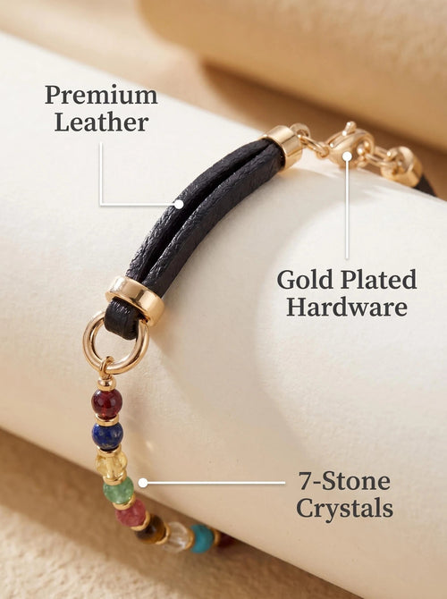 Close-up of Strawberry Quartz & Kyanite & Aquamarine pet collar showing natural gemstone details