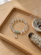 White Quartz, Aquamarine bracelet – Natural White Quartz Pumpkin Bead & Aquamarine Bracelet