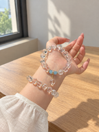 White Quartz, Aquamarine bracelet – Natural White Quartz Pumpkin Bead & Aquamarine Bracelet
