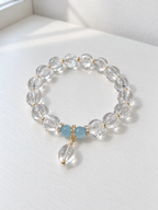 White Quartz, Aquamarine bracelet – Natural White Quartz Pumpkin Bead & Aquamarine Bracelet