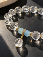 White Quartz, Aquamarine bracelet – Natural White Quartz Pumpkin Bead & Aquamarine Bracelet